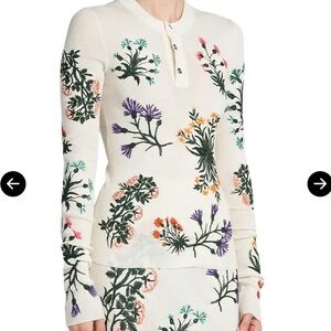 Bottega Veneta floral wool Henley top in chalk
